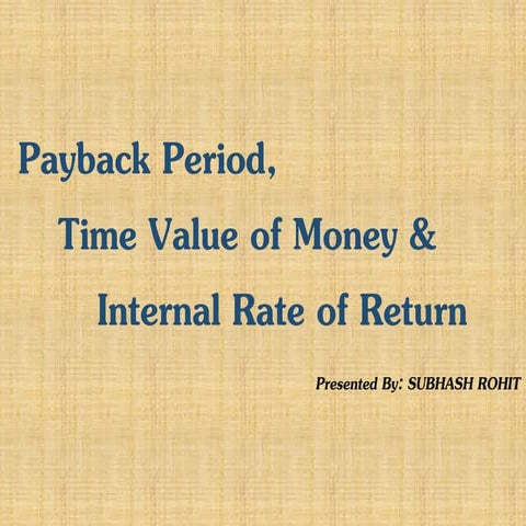 Payback timevalue of money and iir
