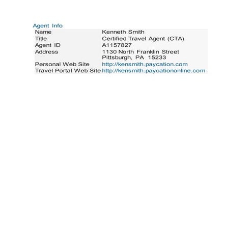 Paycation travel agent info