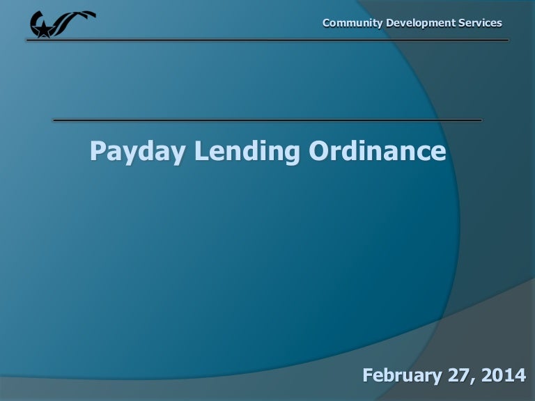 Payday Lending Ordinance