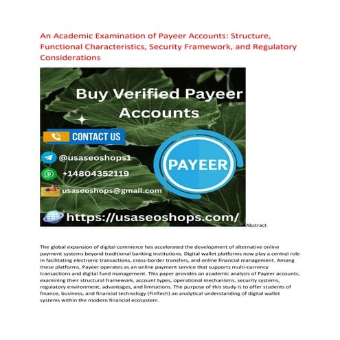 Where to Find Verified Payeer Accounts Online in 2026 | PDF
