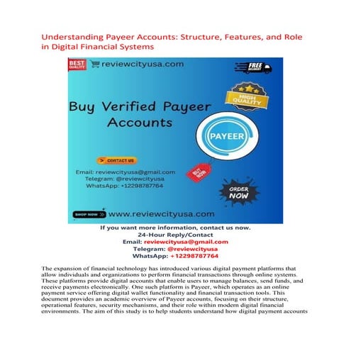 2026 Verified Payeer Accounts for Sale: Secure and Prompt Access | PDF