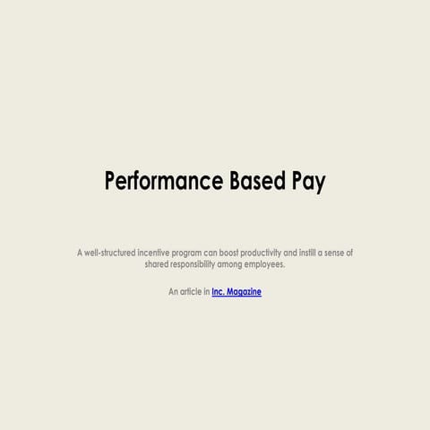 Pay for performance