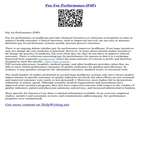 Pay For Performance (P4P)