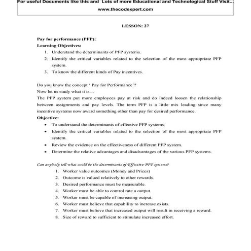 Pay For Performance (Pfp)