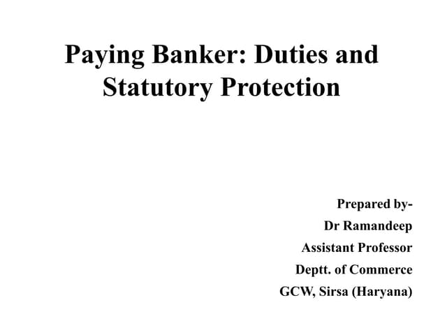 Paying banker