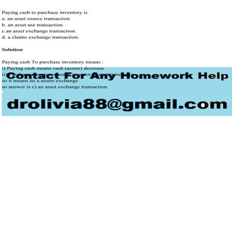 Paying cash to purchase inventory isa. an asset source transaction.pdf