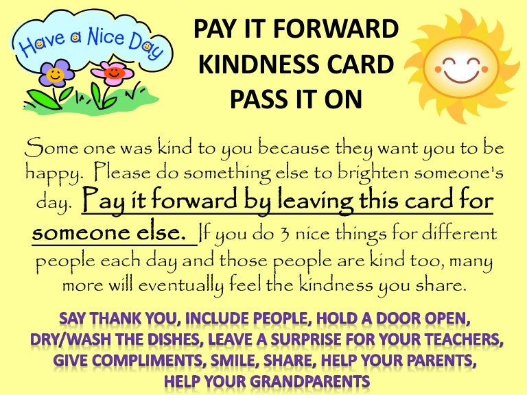 Pay it forward kindness card