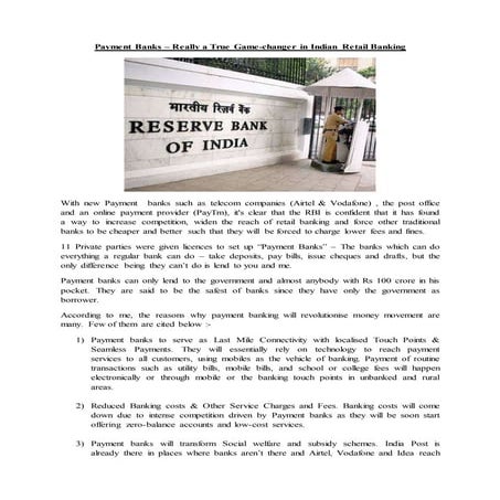 Payment banks in India