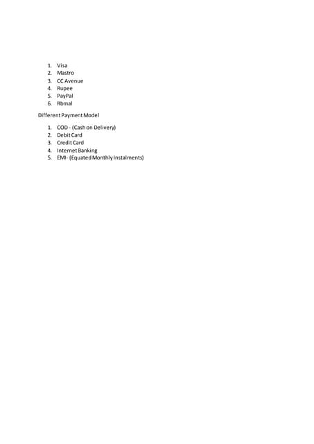 Payment models in e-Commerce