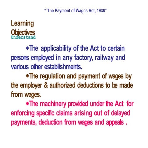 Payment of wages Act detailed with sections