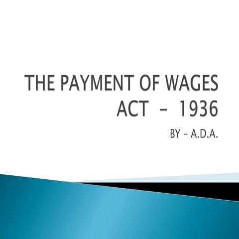 Payment of wages act