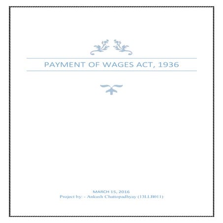 Payment of wages act, 1936