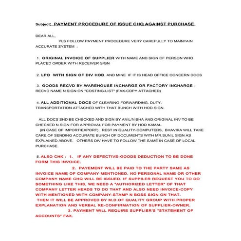 P A Y M E N T  P R O C E D U R E