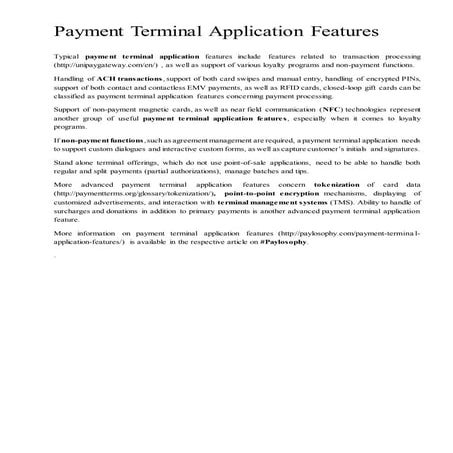 Payment Terminal Application Features | DOCX