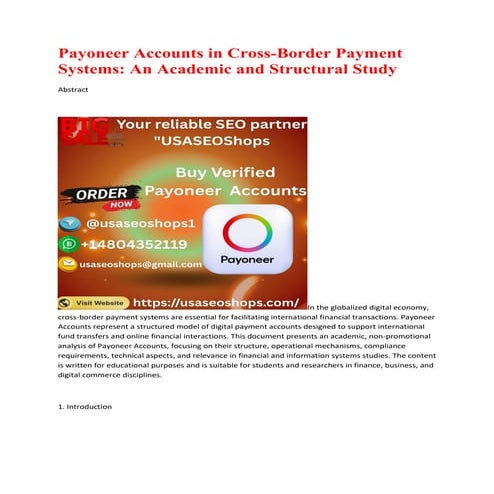 Step-by-Step Instructions for Buying a Verified Payoneer Account | PDF