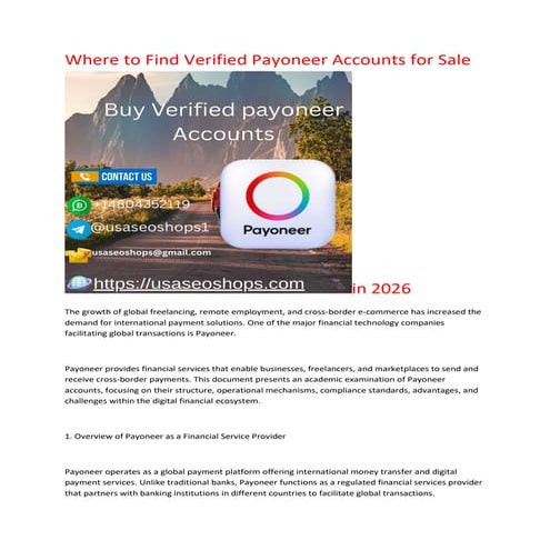 Where to Find Verified Payoneer Accounts for Sale in 2026 | PDF