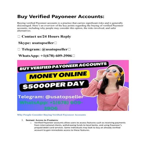 Buy Verified Payoneer Accounts Available For Sale