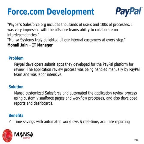 Paypal Application Review Process Automated with force.com Development Succes...