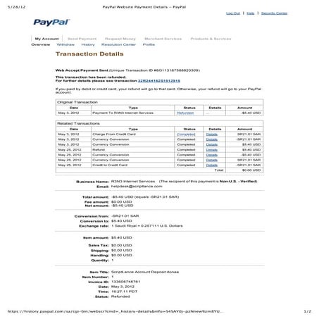 Pay pal website payment details paypal | PDF