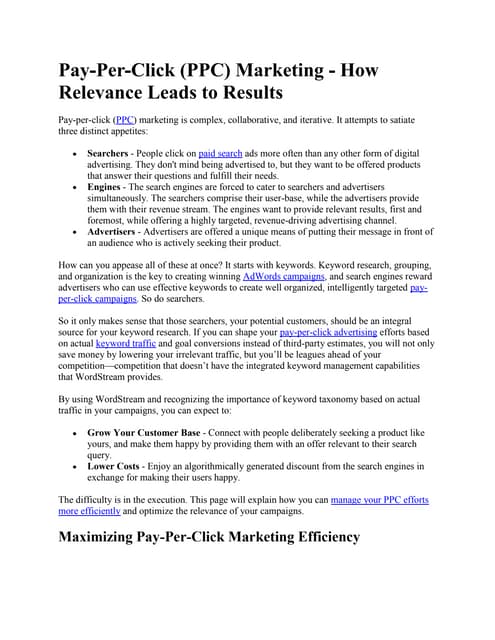 Pay Per Click Marketing