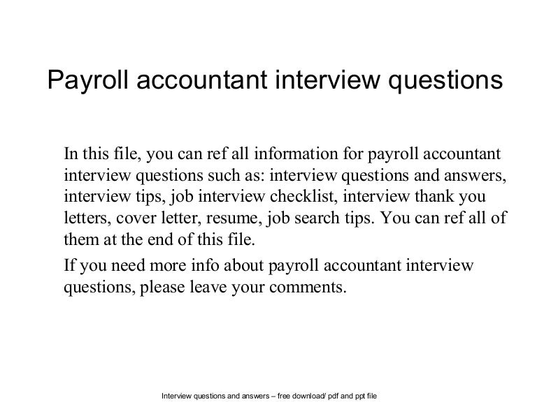 Payroll accountant interview questions