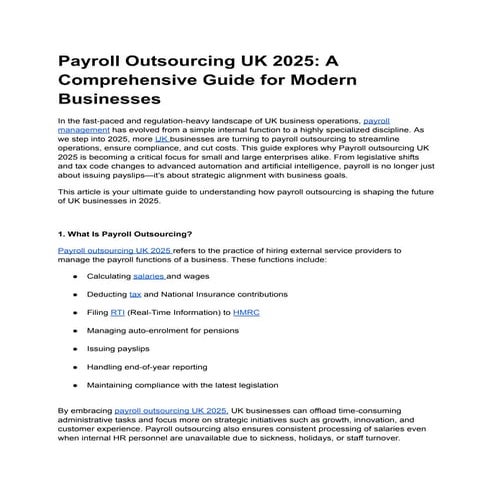 Payroll Outsourcing UK 2025: Why Smart Businesses Are Making the Switch ...