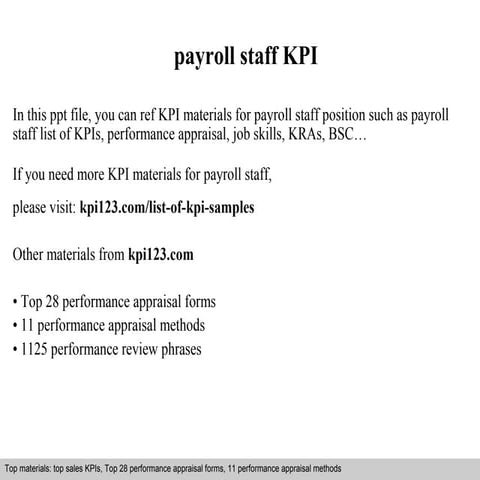 Payroll staff kpi