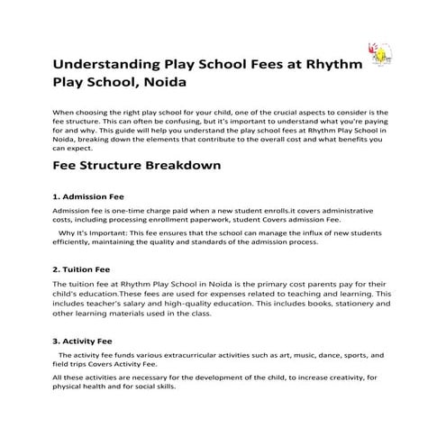 Pay School fee structure Rhythm Play School | DOCX