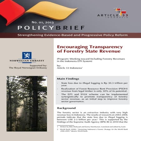 PB 01, 2013: Encouraging Transparency of Forestry State Revenue