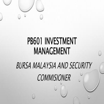Pb601  Bursa Malaysia and Security commission of malaysia