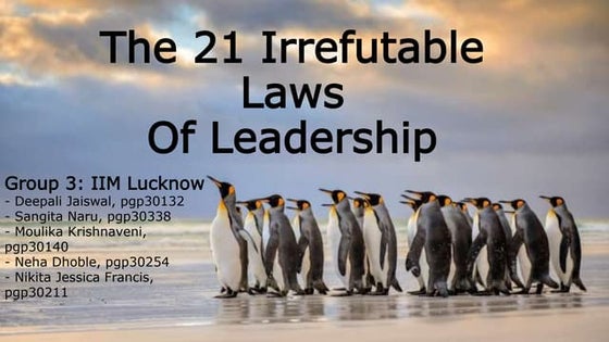 The 21 Irrefutable Laws Of Leadership Ppt | PDF | Social Networking ...