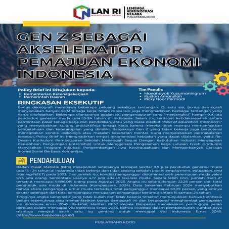 Gen Z Sebagai Akselerator Pemajuan Ekonomi Indonesia