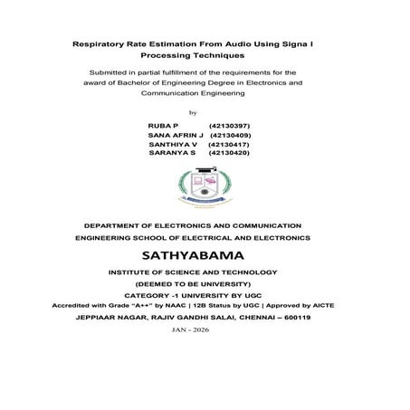 Respiratory Rate Estimation from Audio signal. | PDF