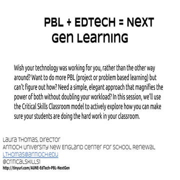 PBL + EdTech = NextGen Learning