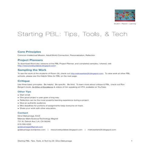 PBL Handout for Linked Learning Symposium