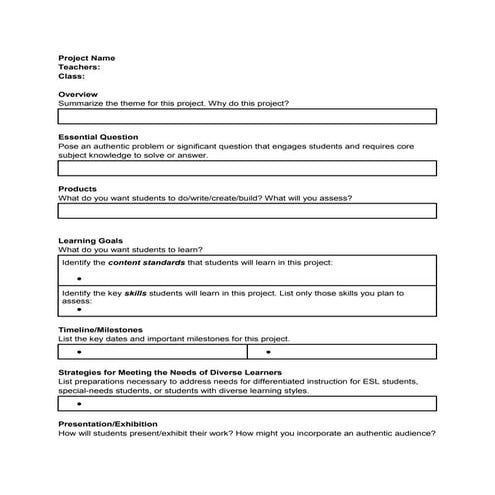 PBL Planning Template