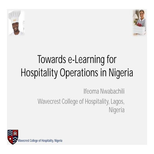 Towards eLearning for hospitality operations in nigeria