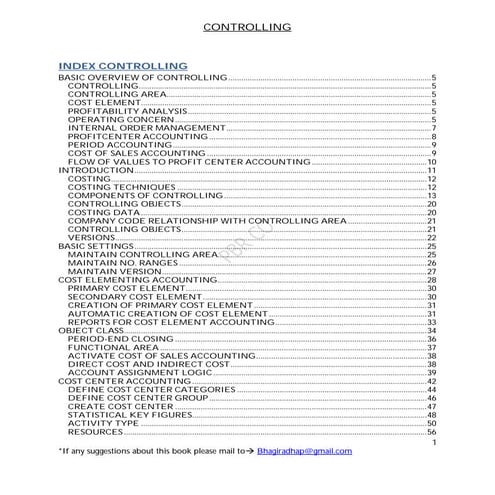 SAP Controlling Notes by Bhagirath