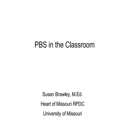 Classroom Part 2: PBS In The Classroom MO SW-PBS SI 2008