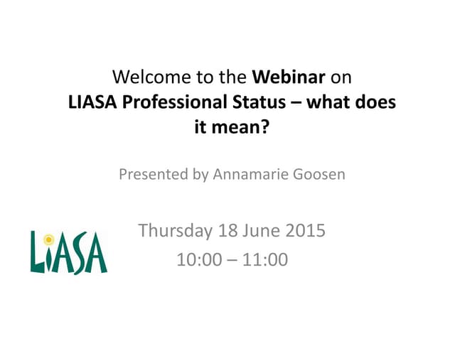 LIASA Professional Body Status