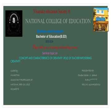 Concept and characteristics of Creativity...