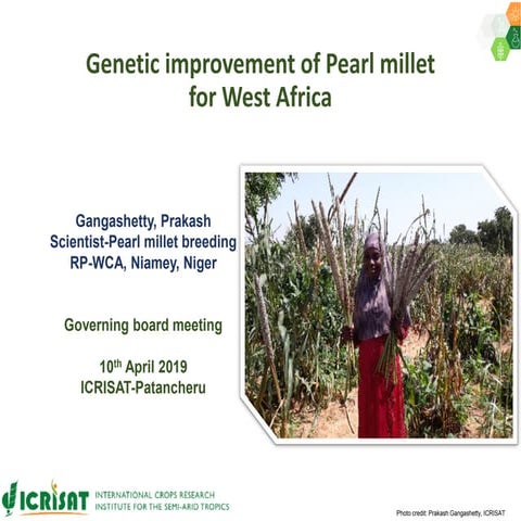 ICRISAT Governing Board 2019 PC meeting : Genetic improvement of Pearl millet...