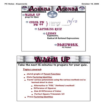 PC Notes - Exponents - 10/19