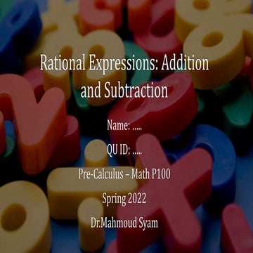 Adding and subtracting rational expressions | PPTX