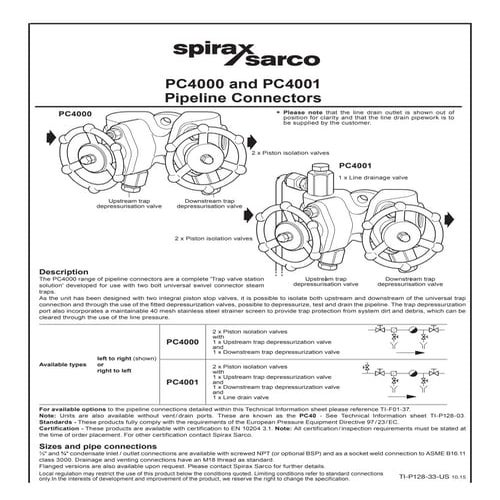 Technical Information for PC4000 Pipeline Connector