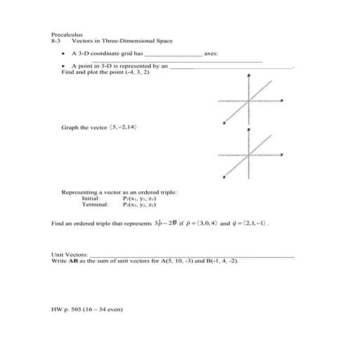 Pc8-3 3D Vectors Notes | DOC