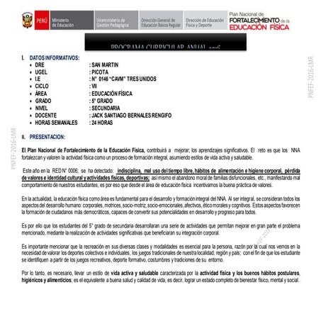 Pca.5° grado secun 2016