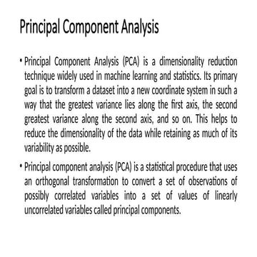 Principal Component Analysis in Machine learning.pptx