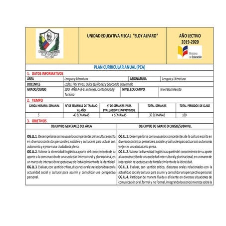 Pca 1,2, y 3 de bacillerato