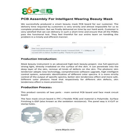 Pcb assembly for intelligent wearing beauty mask
